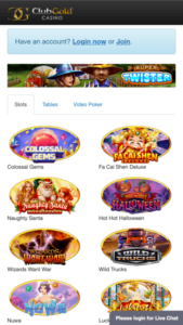 clubgoldcasino mobile screenshot