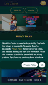 globallivecasino mobile screenshot