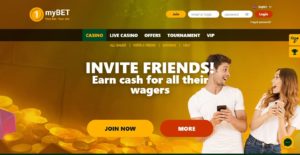 1mybet casino desktop screenshot