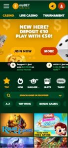 1mybet casino mobile screenshot