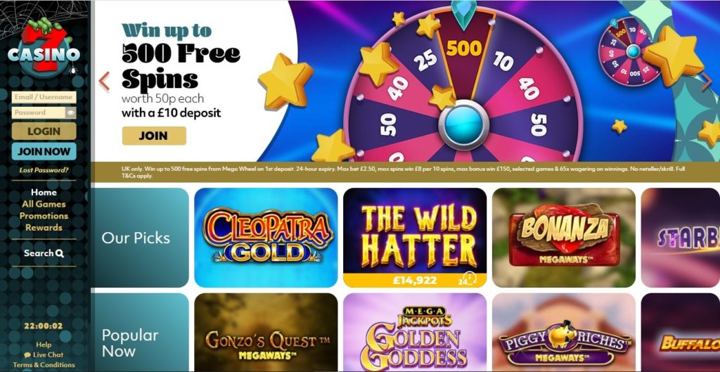 7red casino desktop screenshot