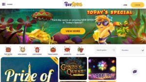 bee spins casino desktop screenshot