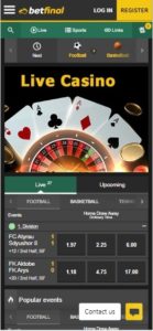 betfinal casino mobile screenshot
