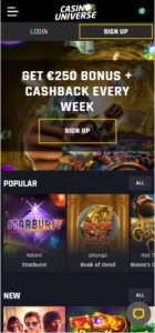 casino universe mobile screenshot