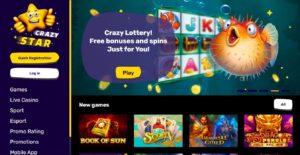 crazy star casino desktop screenshot
