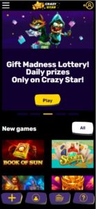 crazy star casino mobile screenshot