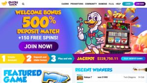 duckyluck casino desktop screenshot
