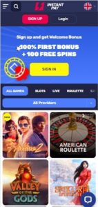 instantpay casino mobile screenshot