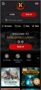 kingdom casino mobile screenshot