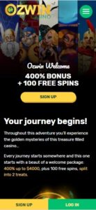 ozwin casino mobile screenshot