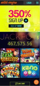 vegas wild casino mobile screenshot