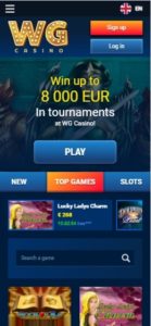 wg casino mobile screenshot