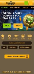 wilderino casino mobile screenshot