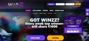 winzz casino desktop screenshot