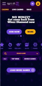 winzz casino mobile screenshot