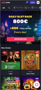 woo casino mobile screenshot
