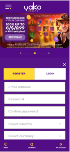 yako casino mobile screenshot 2021