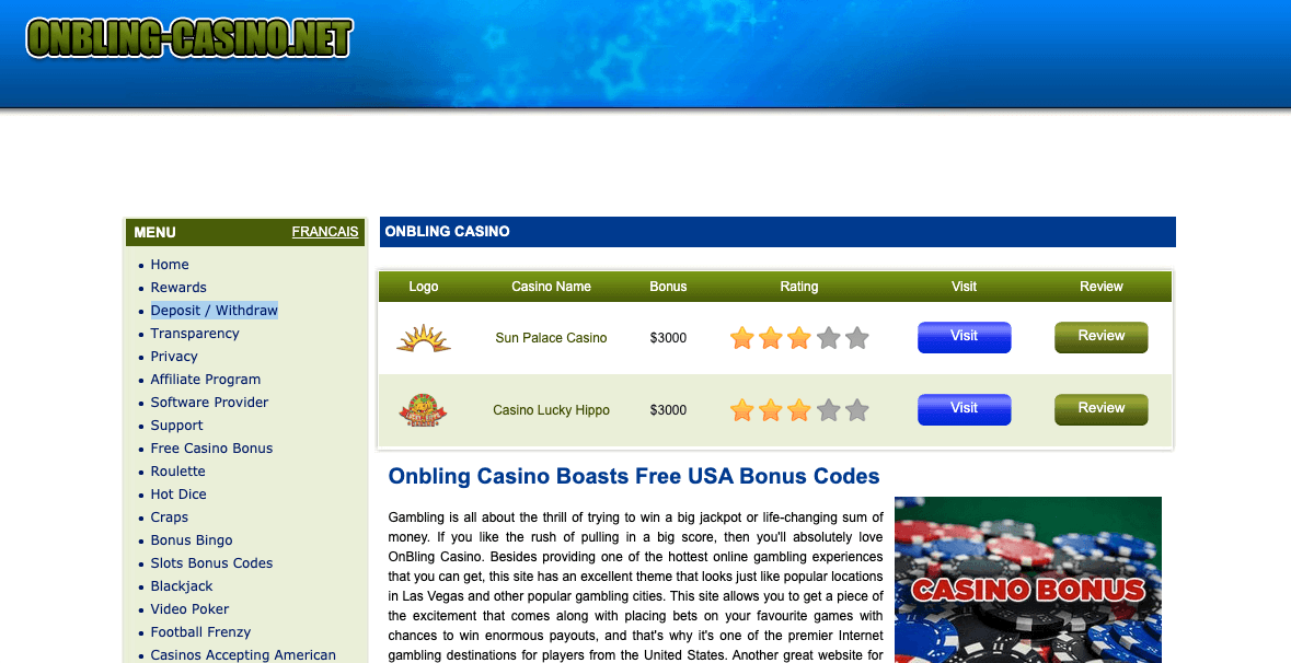 on bling casino laptop screenshot 2021