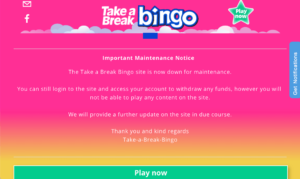 takeabreak bingo laptop screenshot 2021