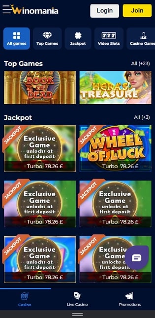 winomania casino login