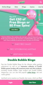 Double Bubble Bingo sister sites mobile screenshot