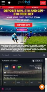 PushBet mobile screenshot