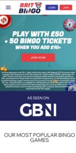 Brit Bingo mobile screenshot