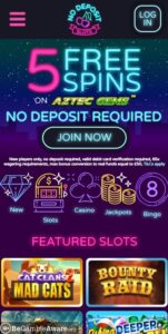 No Deposit Slots mobile screenshot