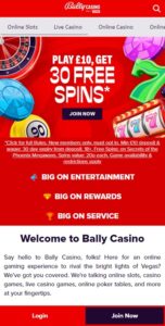 Bally Casino mobile screenshot