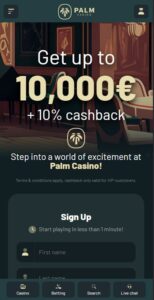 Palm Casino mobile screenshot