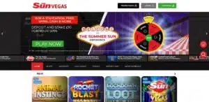 The Sun Vegas sister sites homepage