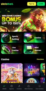 Velobet mobile screenshot