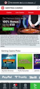 Genting Casino mobile screenshot