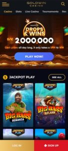 Goldwin Casino mobile screenshot