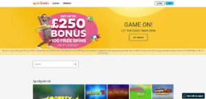 Spin and Win sister sites homepage