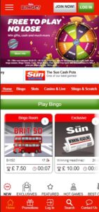 Sun Bingo mobile screenshot