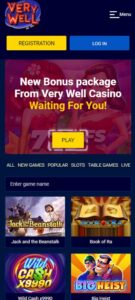 Very Well Casino mobile screenshot