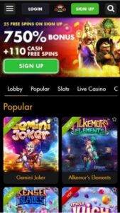 Casino Moons mobile screenshot
