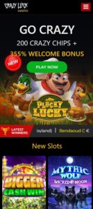 Crazy Luck Casino mobile screenshot
