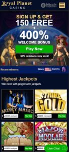 Royal Planet Casino mobile screenshot