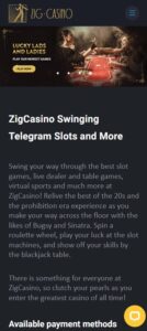 Zig Casino mobile screenshot