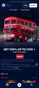 All British Casino mobile screenshot