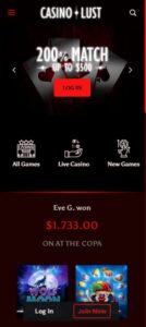Casino Lust mobile screenshot