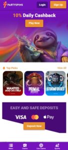PartySpins sister sites mobile