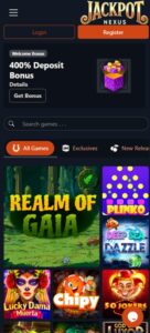 Jackpot Nexus sister sites mobile